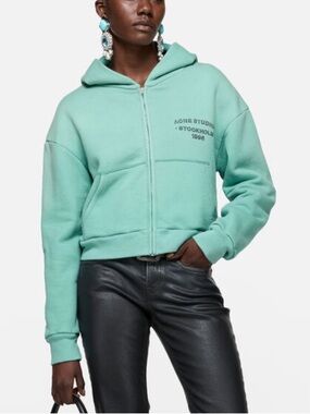 Acne Studios Sprayed Zip Hoodie S Cropped Sweatshirt Luxury Streetwear Layering